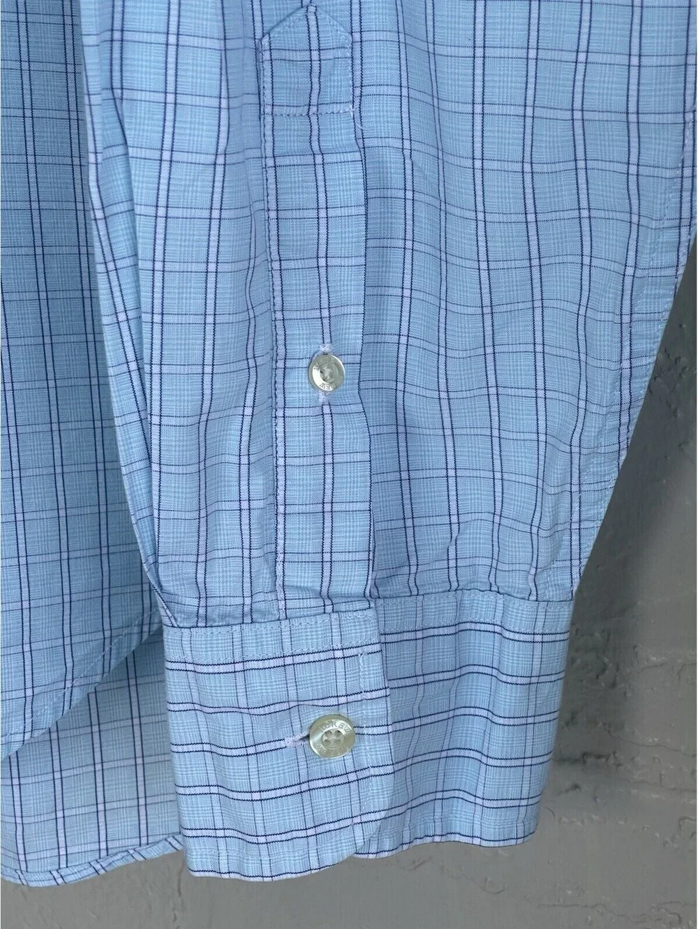 J Crew Mens Shirt Size M Classic Fit Stretch Light Blue Checkered Button Up.